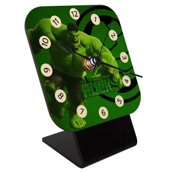 Hulk, Quartz Table clock in natural wood (10cm)