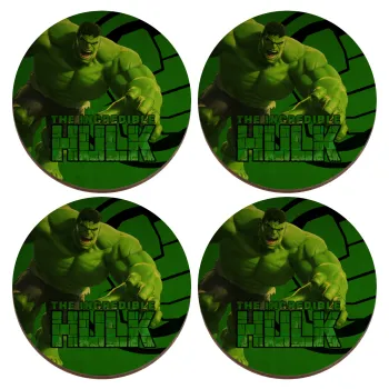 Hulk, ΣΕΤ x4 Σουβέρ ξύλινα στρογγυλά plywood (9cm)