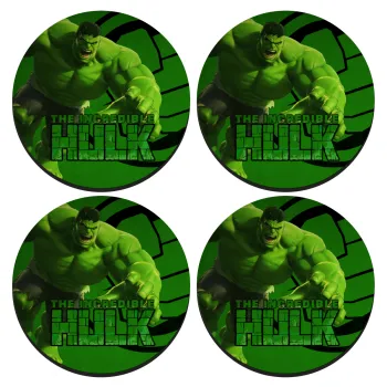 Hulk, SET of 4 round wooden coasters (9cm)