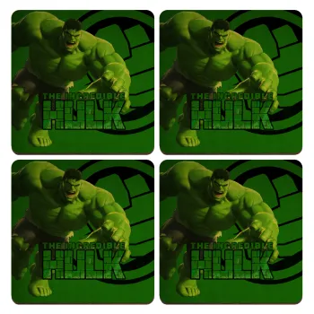Hulk, ΣΕΤ x4 Σουβέρ ξύλινα τετράγωνα plywood (9cm)