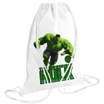 Hulk, Τσάντα πλάτης πουγκί GYMBAG λευκή (28x40cm)