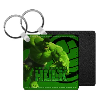 Hulk, Μπρελόκ Δερματίνη, τετράγωνο ΜΑΥΡΟ (5x5cm)