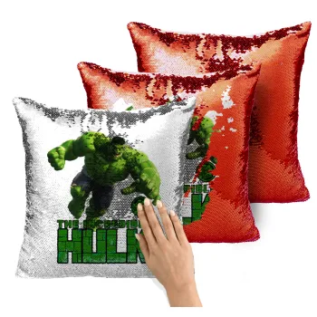 Hulk, Μαξιλάρι καναπέ Μαγικό Κόκκινο με πούλιες 40x40cm περιέχεται το γέμισμα