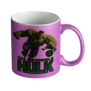 Hulk, Κούπα Μωβ Glitter που γυαλίζει, κεραμική, 330ml