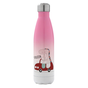 Βρουμ βρουμ, Μεταλλικό παγούρι θερμός Ροζ/Λευκό (Stainless steel), διπλού τοιχώματος, 500ml