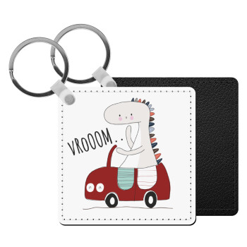 Βρουμ βρουμ, Μπρελόκ Δερματίνη, τετράγωνο ΜΑΥΡΟ (5x5cm)