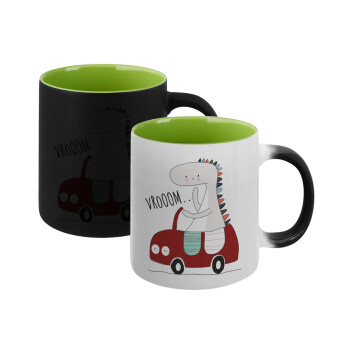 Βρουμ βρουμ, Κούπα Μαγική εσωτερικό πράσινο, κεραμική 330ml που αλλάζει χρώμα με το ζεστό ρόφημα