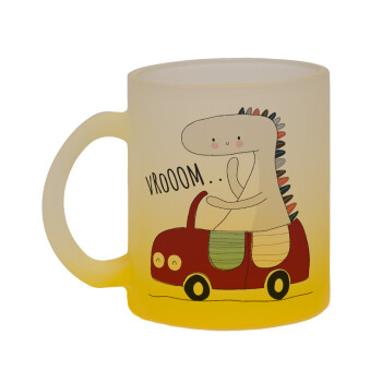 Βρουμ βρουμ, Κούπα γυάλινη δίχρωμη με βάση το κίτρινο ματ, 330ml