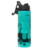Metallic water bottle with safety lid, 850ml aluminum