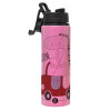Metallic water bottle with safety lid, 850ml aluminum