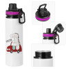 Metallic water bottle with safety lid, 850ml aluminum