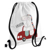 Backpack pouch GYMBAG white, with pocket (40x48cm) & thick cords