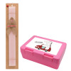 Easter Set, children's snack container PINK & scented flat Easter candle (30cm) (PINK)