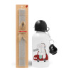 Easter Set, metallic aluminum water bottle (500ml) & aromatic flat Easter candle (30cm) (GRAY)