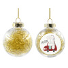 Transparent Christmas tree ball ornament with gold filling 8cm