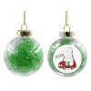 Transparent Christmas tree ball ornament with green filling 8cm