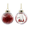 Transparent Christmas tree ball ornament with red filling 8cm