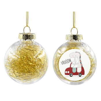 Βρουμ βρουμ, Χριστουγεννιάτικη μπάλα δένδρου διάφανη με χρυσό γέμισμα 8cm