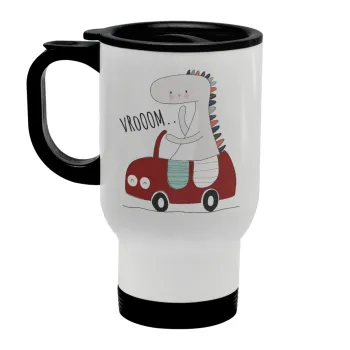 Βρουμ βρουμ, Κούπα ταξιδιού ανοξείδωτη με καπάκι, διπλού τοιχώματος (θερμό) λευκή 450ml