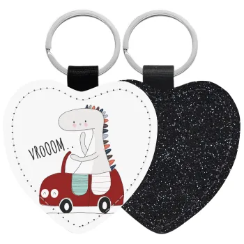 Βρουμ βρουμ, Μπρελόκ PU δερμάτινο glitter καρδιά ΜΑΥΡΟ