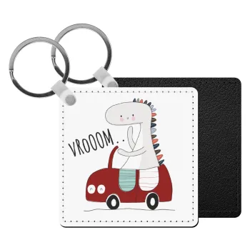 Βρουμ βρουμ, Μπρελόκ Δερματίνη, τετράγωνο ΜΑΥΡΟ (5x5cm)