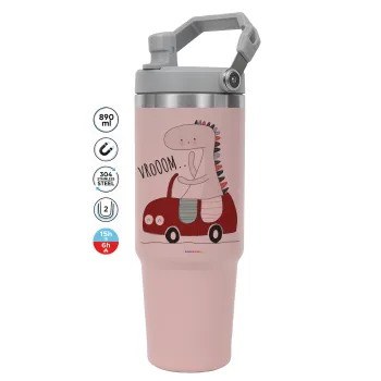 Βρουμ βρουμ, Pink color, 890ml (30oz) stainless Steel Tumbler with Handle