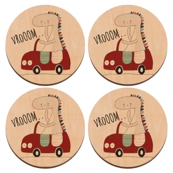 Βρουμ βρουμ, ΣΕΤ x4 Σουβέρ ξύλινα στρογγυλά plywood (9cm)