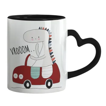 Βρουμ βρουμ, Mug heart black handle, ceramic, 330ml