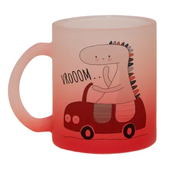 Βρουμ βρουμ, Κούπα γυάλινη δίχρωμη με βάση το κόκκινο ματ, 330ml