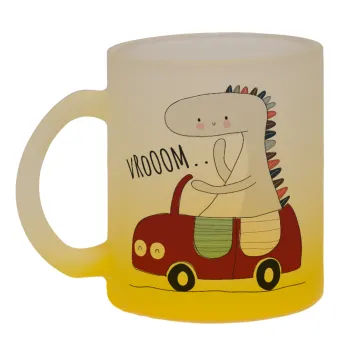 Βρουμ βρουμ, Κούπα γυάλινη δίχρωμη με βάση το κίτρινο ματ, 330ml