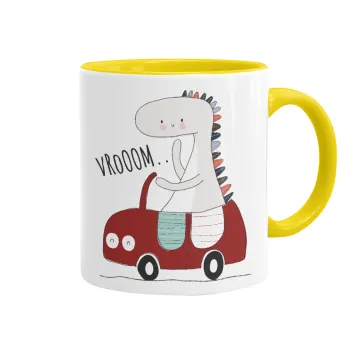 Βρουμ βρουμ, Mug colored yellow, ceramic, 330ml