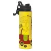 Metallic water bottle with safety lid, 850ml aluminum