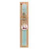 Easter Set, wooden keychain & aromatic flat Easter candle (30cm) (TURQUOISE)