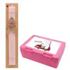 Easter Set, children's snack container PINK & scented flat Easter candle (30cm) (PINK)