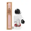 Easter Set, metallic aluminum bottle (500ml) & aromatic flat Easter candle (30cm) (PINK)