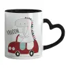 Mug heart black handle, ceramic, 330ml