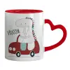Mug heart red handle, ceramic, 330ml