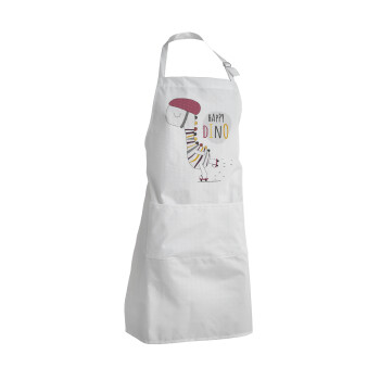 Happy Dino, Adult Chef Apron (with sliders and 2 pockets)
