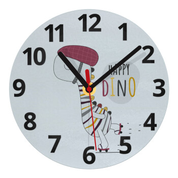 Happy Dino, Ρολόι τοίχου γυάλινο (20cm)