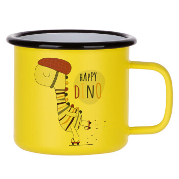 Happy Dino, Κούπα Μεταλλική εμαγιέ ΜΑΤ Κίτρινη 360ml