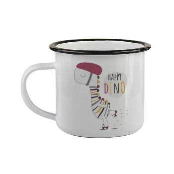 Happy Dino, Κούπα εμαγιέ με μαύρο χείλος 360ml