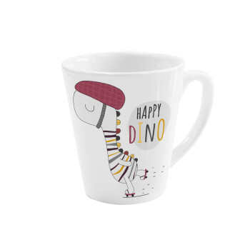 Happy Dino, Κούπα κωνική Latte Λευκή, κεραμική, 300ml