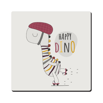 Happy Dino, Τετράγωνο μαγνητάκι ξύλινο 6x6cm