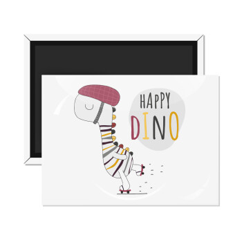 Happy Dino, Ορθογώνιο μαγνητάκι ψυγείου διάστασης 9x6cm