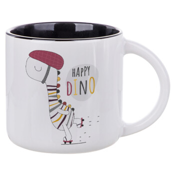 Happy Dino, Κούπα κεραμική 400ml Λευκή/Μαύρη