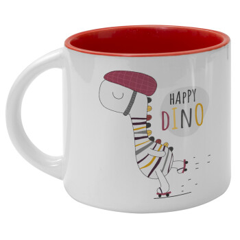 Happy Dino, Κούπα κεραμική 400ml Λευκή/Κόκκινη