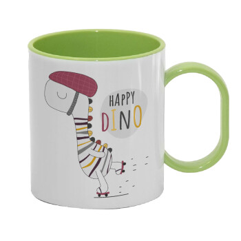 Happy Dino, Κούπα (πλαστική) (BPA-FREE) Polymer Πράσινη για παιδιά, 330ml