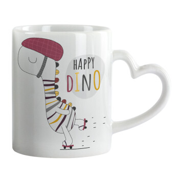 Happy Dino, Mug heart handle, ceramic, 330ml