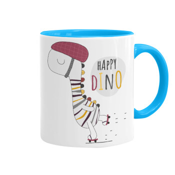 Happy Dino, Mug colored light blue, ceramic, 330ml