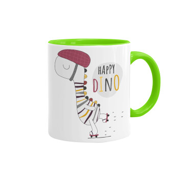 Happy Dino, Mug colored light green, ceramic, 330ml
